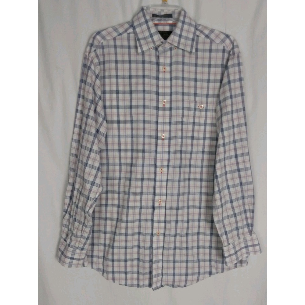 Charles F. Orvis Men Shirt Size M Signature Collection Beige Plaid Classic‎
